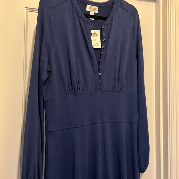 Talbots Women dress Size 16 Blue Wool Blend Button Down A Line Long Sleeve Dress - Picture 6 of 12
